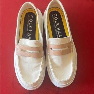 Cole Haan Cream and Tan Loafers